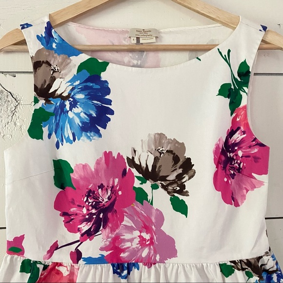 Kate Spade Blooms Peplum Top Sz 4 Sleeveless Side Zip - Picture 4 of 9